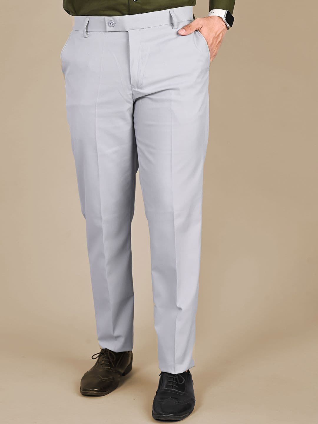 MANCREW Men Soild Regular fit Tailored Trousers - view 1