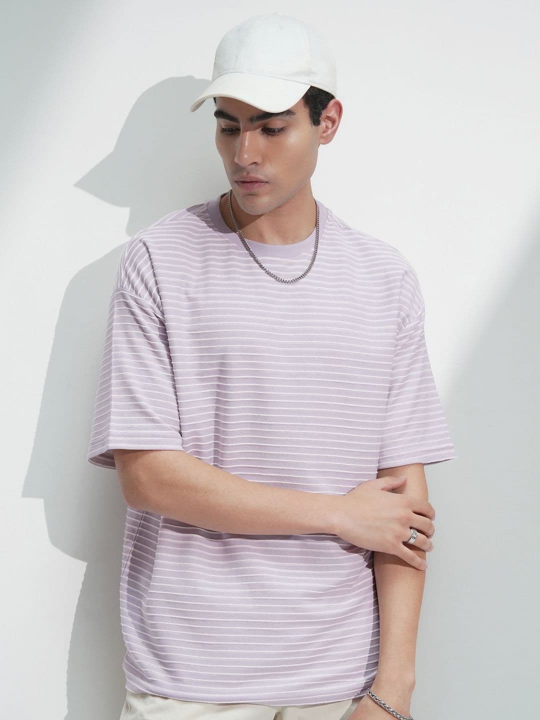 HIGHLANDER Men Striped Drop-Shoulder Sleeves Relaxed Fit T-shirt - view 1
