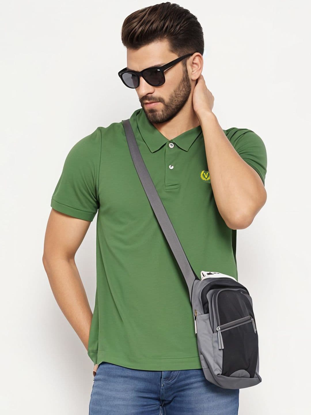MACK JONNEY Men Polo Collar Extended Sleeves Applique T-shirt - view 1