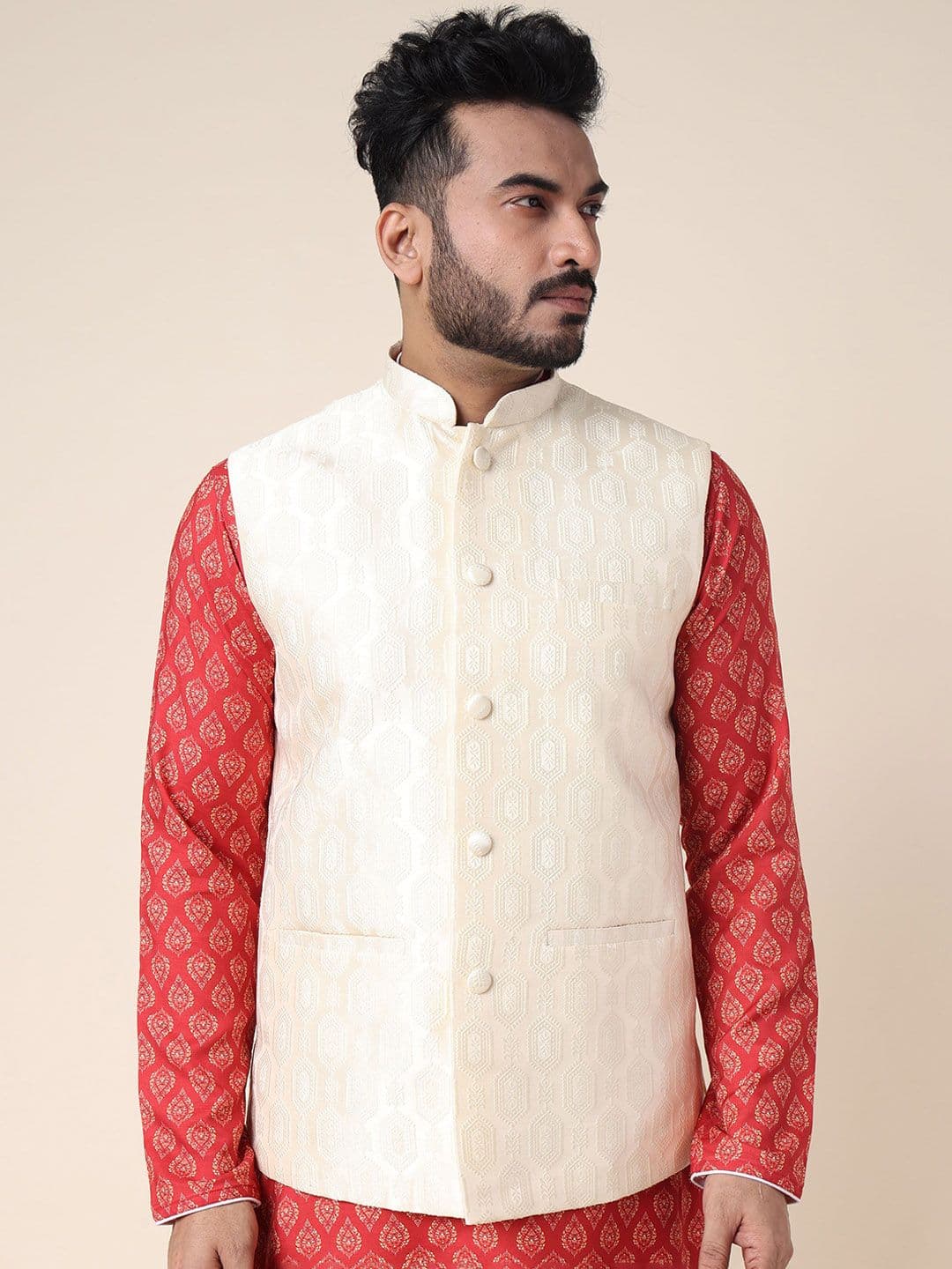 W & G Woven Design Nehru Jacket - view 1