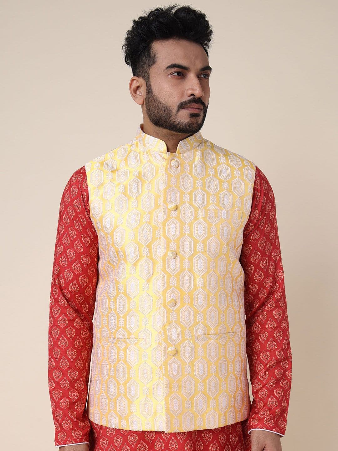 W & G Woven Design Nehru Jacket - view 1