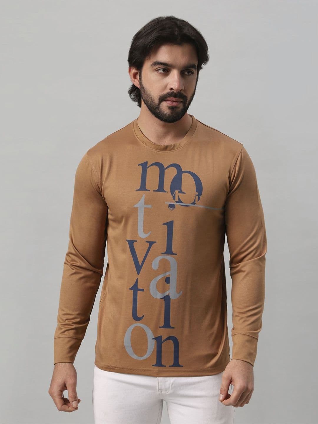 BE POSITIVE Men Typography Printed Round Neck T-shirt - view 1