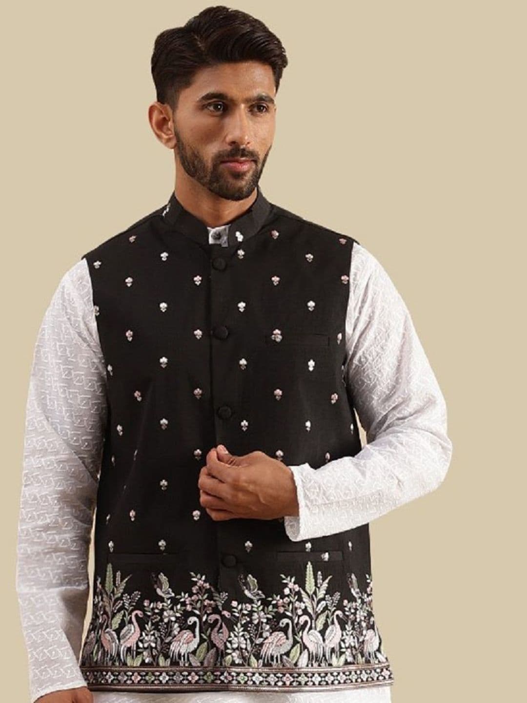 SOJANYA Men Embroidered Nehru Jackets - view 1
