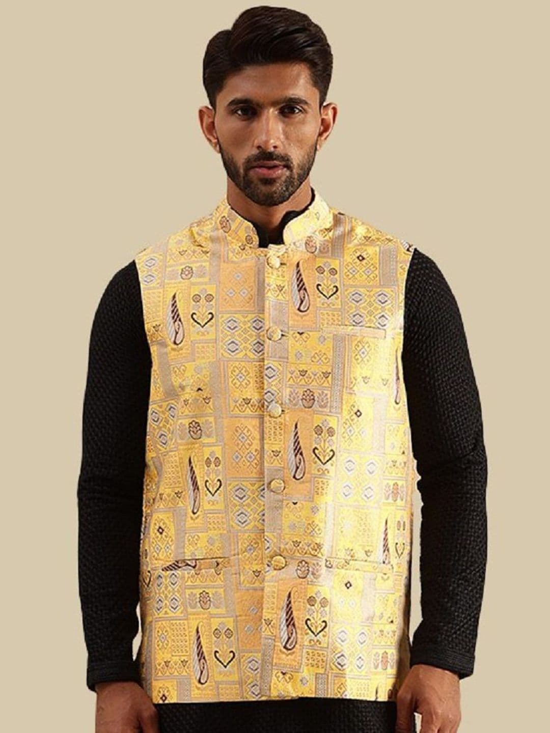 SOJANYA Geometric Brocade Design Nehru Jacket - view 1
