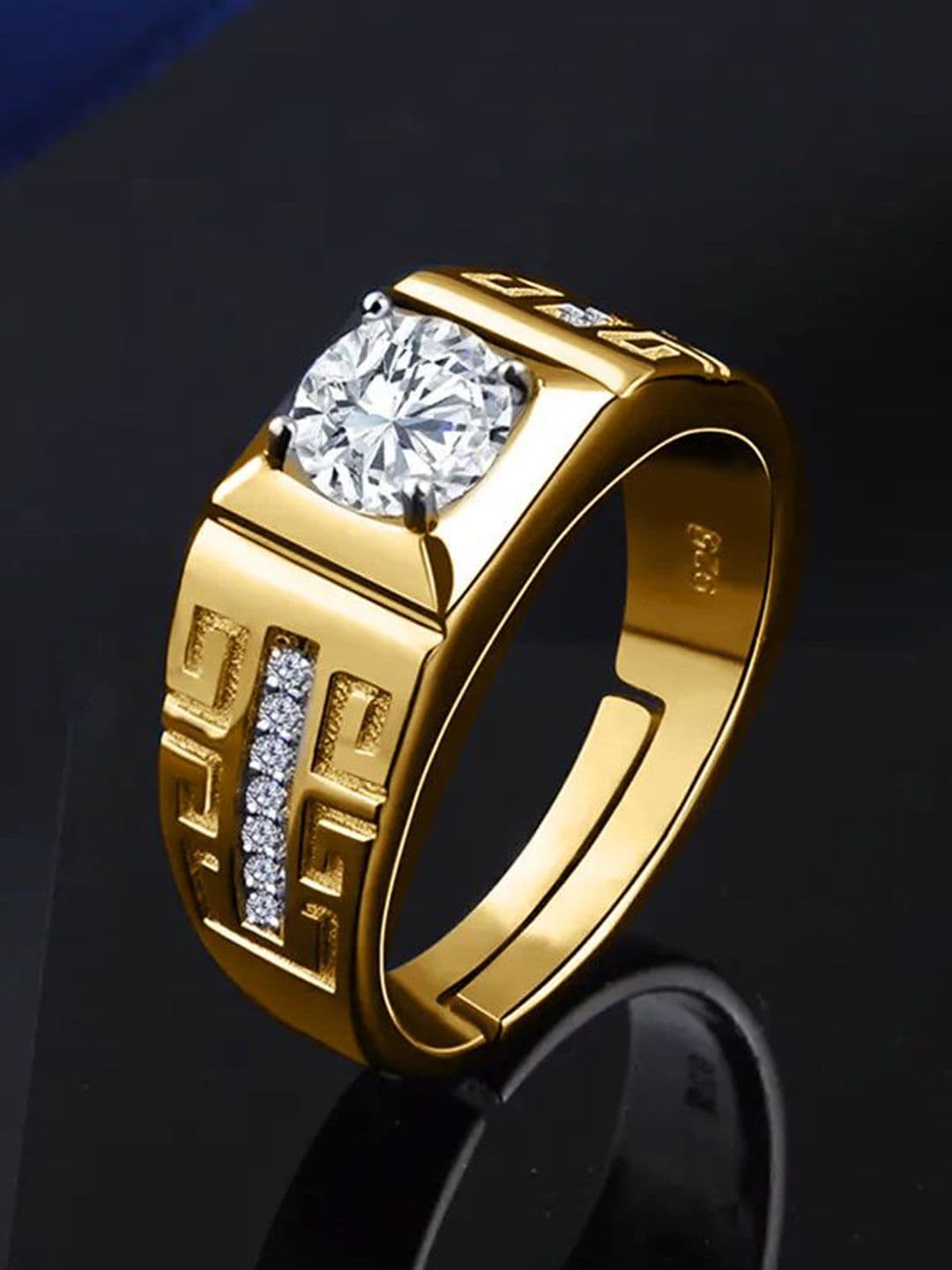 The Roadster Lifestyle Co Men American Diamond-Studded Adjustable Finger Ring - view 1