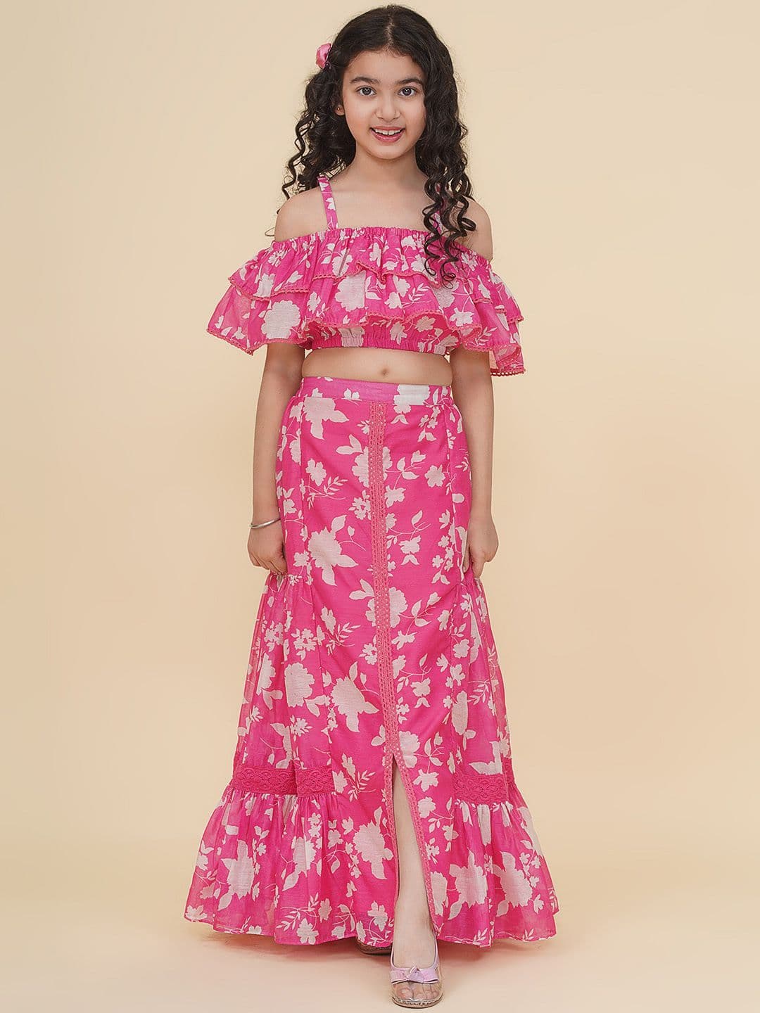 Bitiya by Bhama Girls Printed Ready to Wear Lehenga & Blouse - view 1