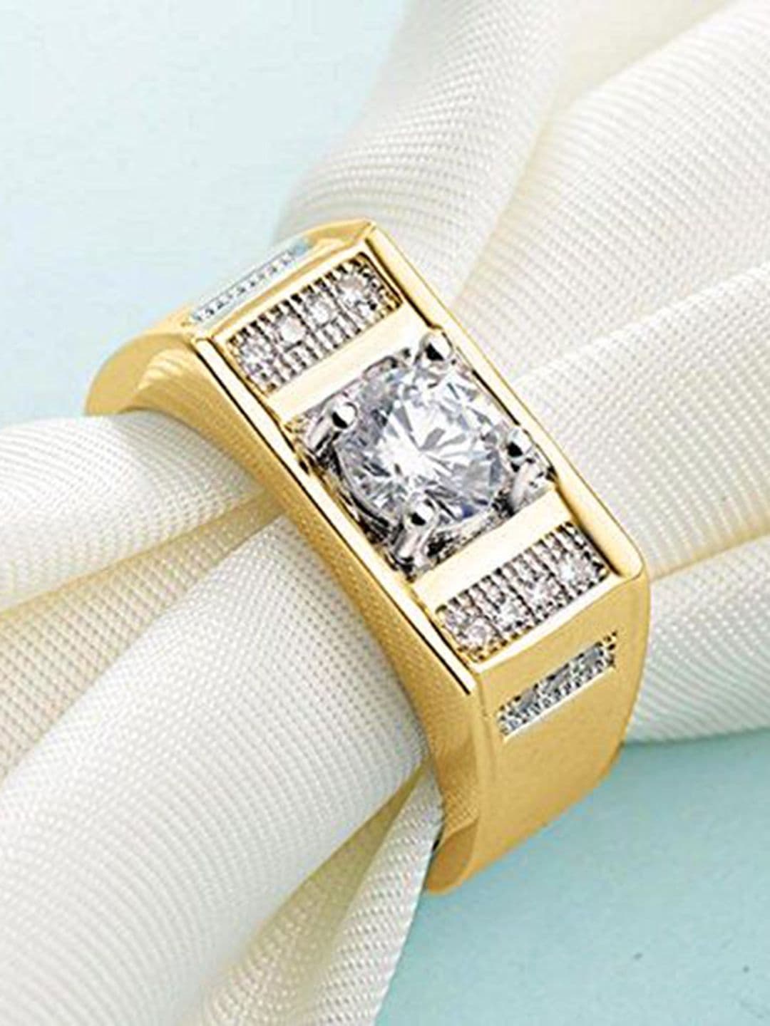 The Roadster Lifestyle Co Men American Diamond-Studded Adjustable Finger Ring - view 1