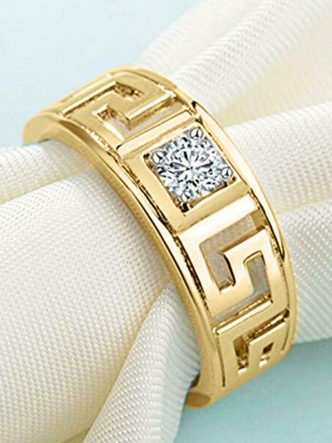 The Roadster Lifestyle Co Men American Diamond-Studded Adjustable Finger Ring - view 1