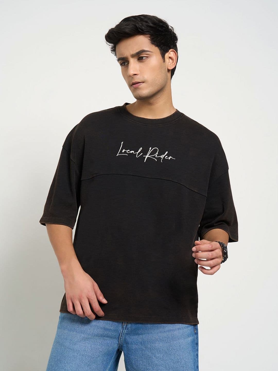 SF JEANS by Pantaloons Men Typography Printed Boxy T-shirt - view 1