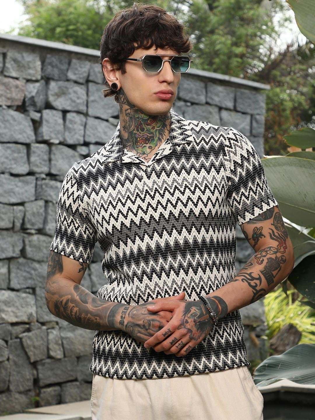 CAHOOT Men Striped Polo Collar Cotton T-shirt - view 1