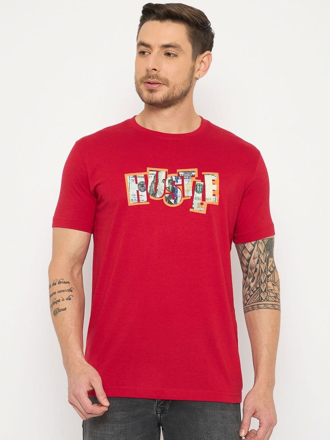 Duke Typography Printed Round Neck Cotton Slim Fit T-shirt - view 1