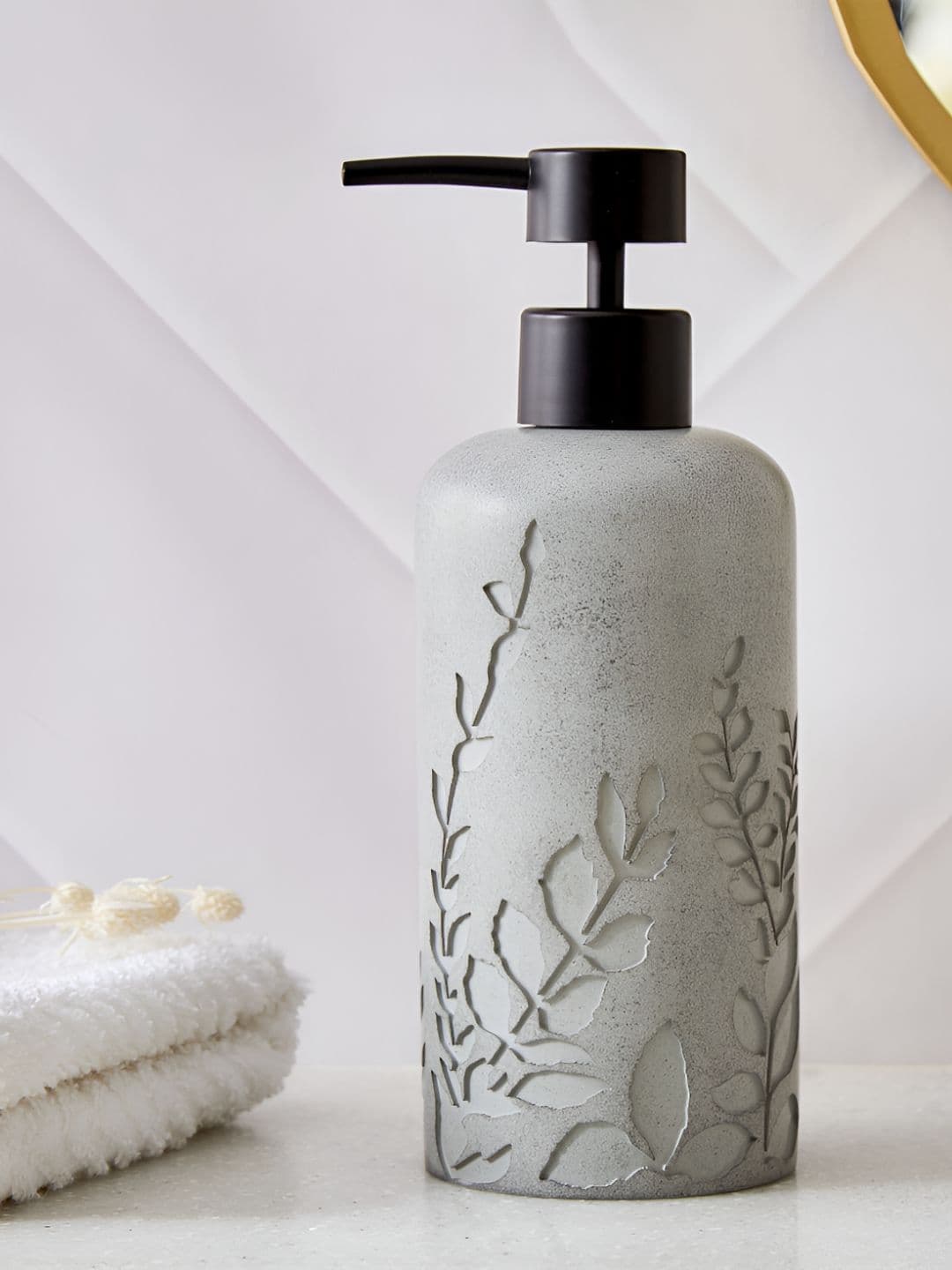 Home Centre Grey Textured Soap Dispenser - 345ml - view 1