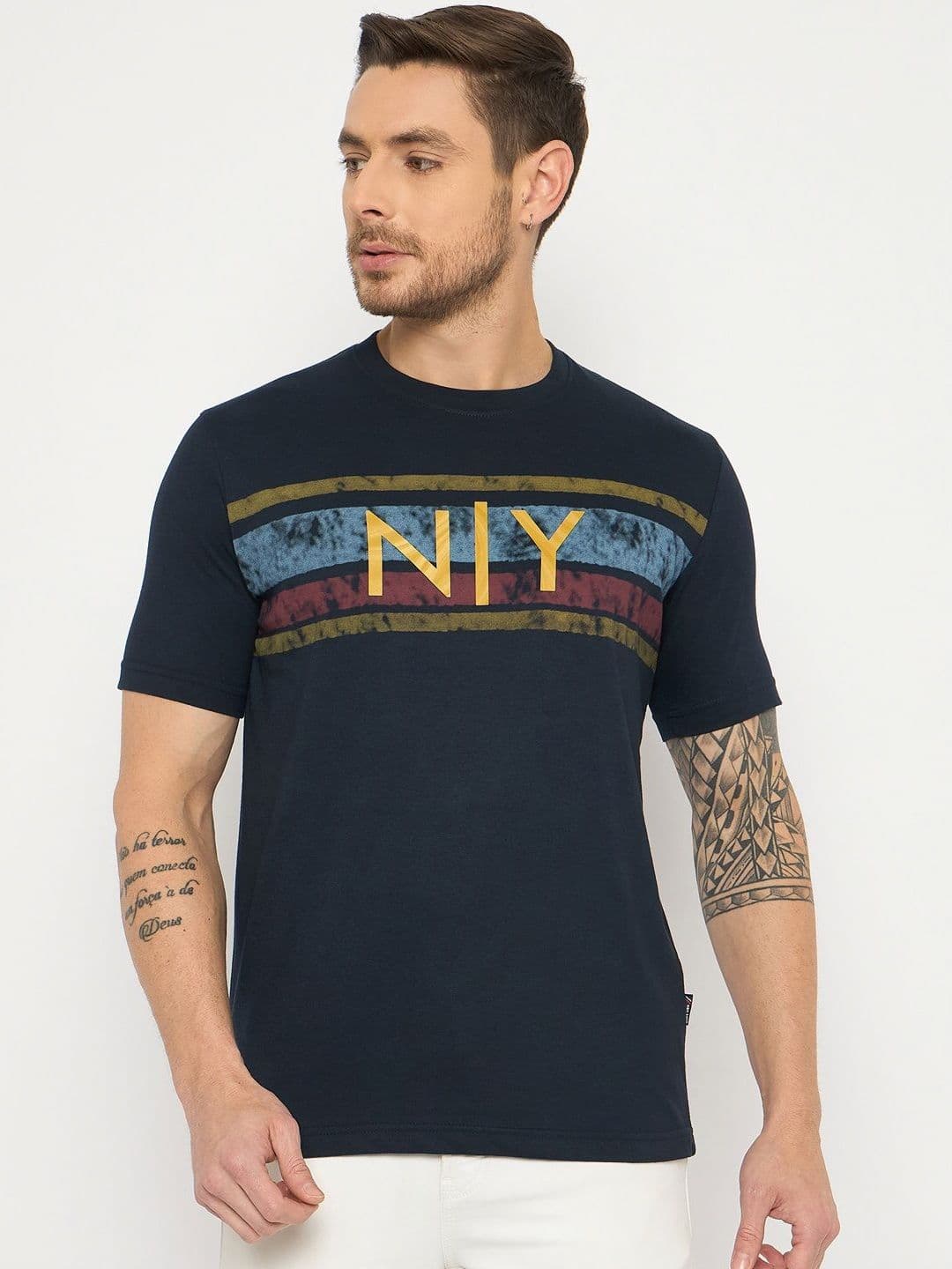 Duke Men Typography Printed Round Neck Cotton Slim Fit T-shirt - view 1