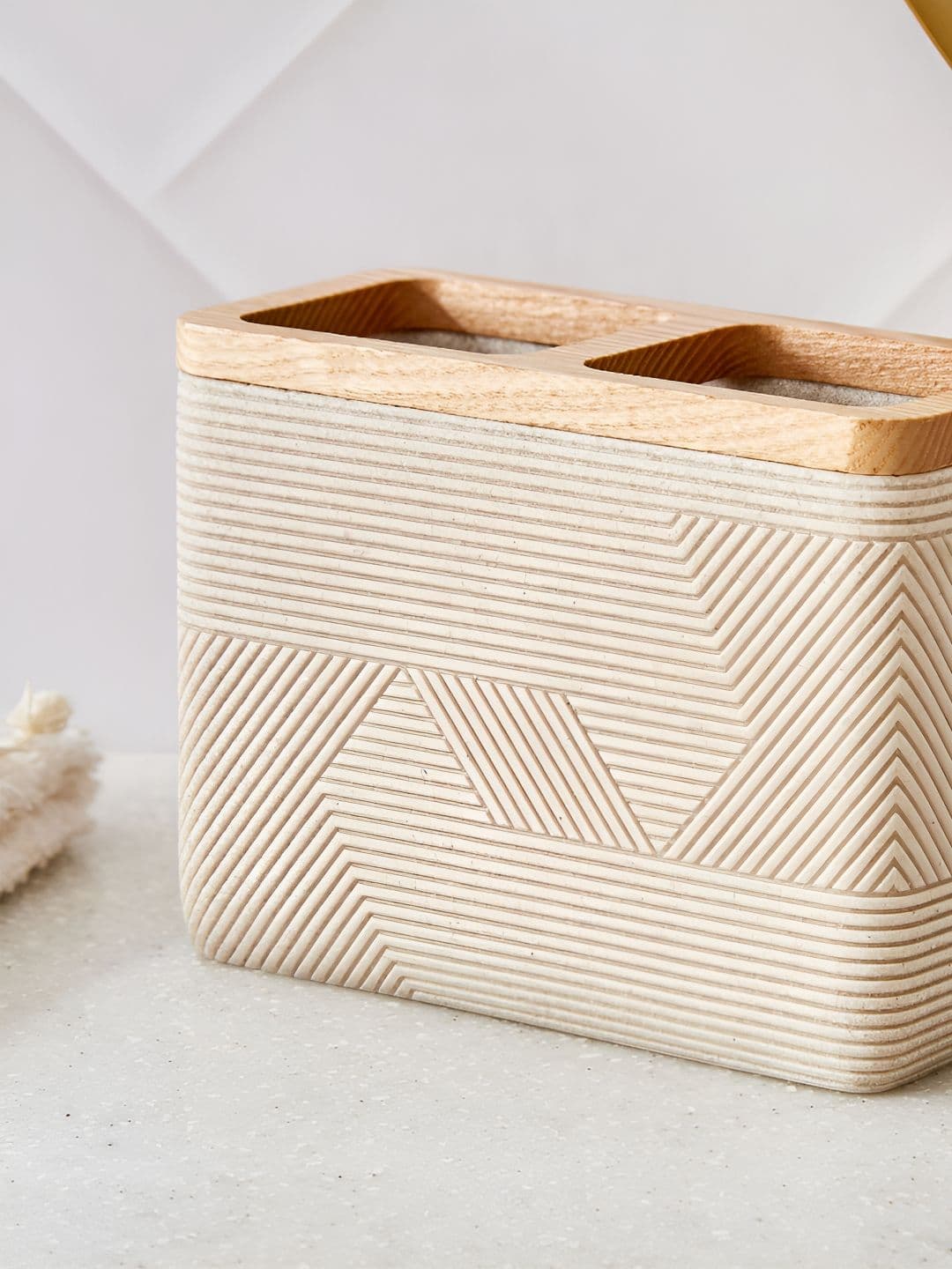 Home Centre Beige Textured Tooth Brush Holder - view 1