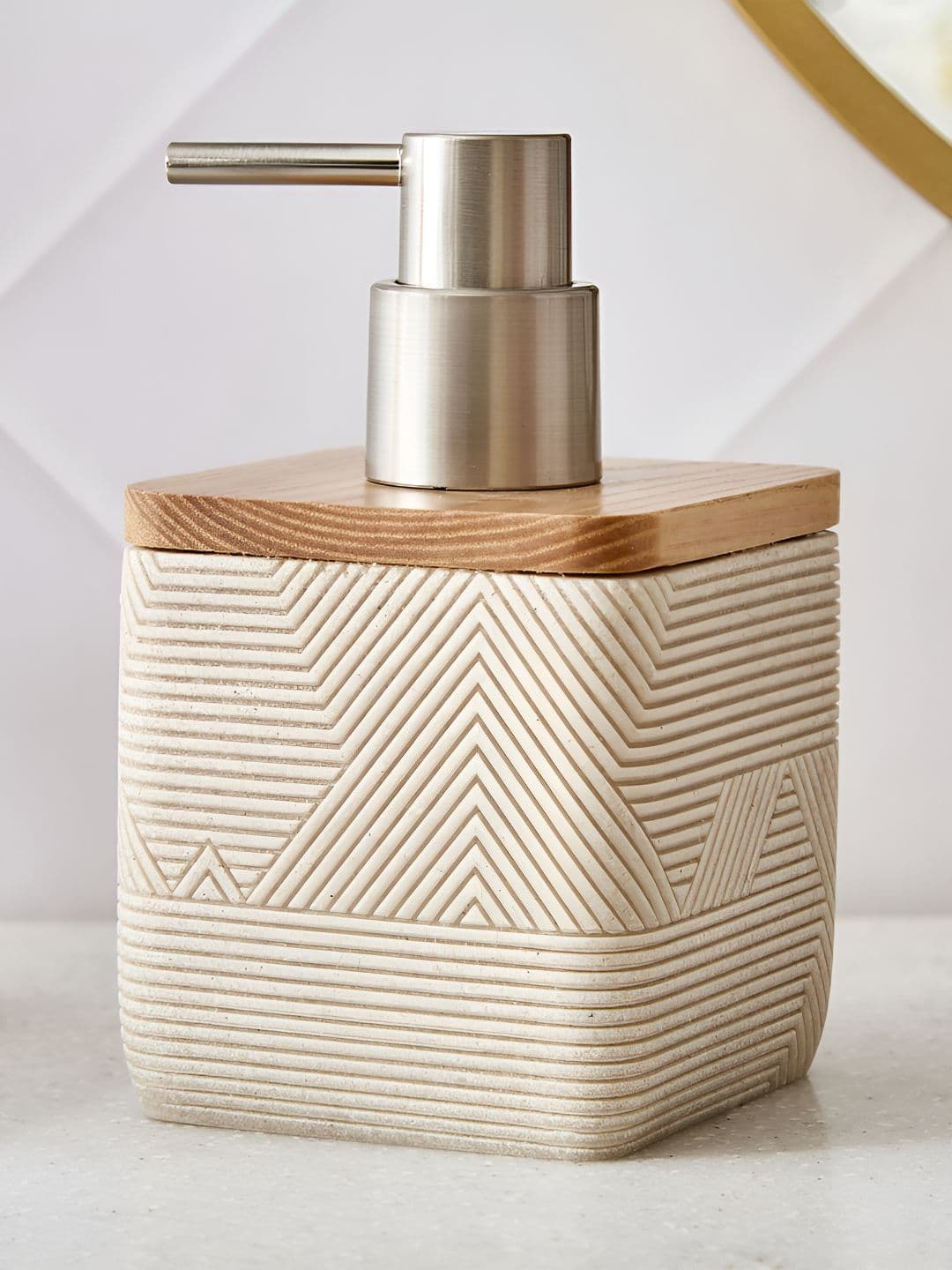 Home Centre Beige Textured Soap Dispenser - 325ml - view 1