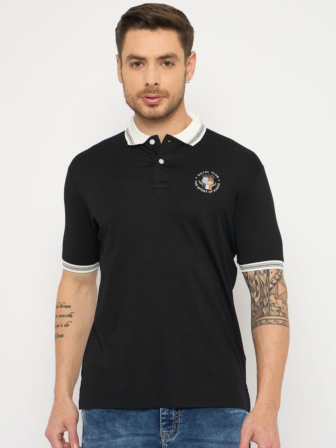 Duke Men Polo Collar Applique Slim Fit T-shirt - view 1
