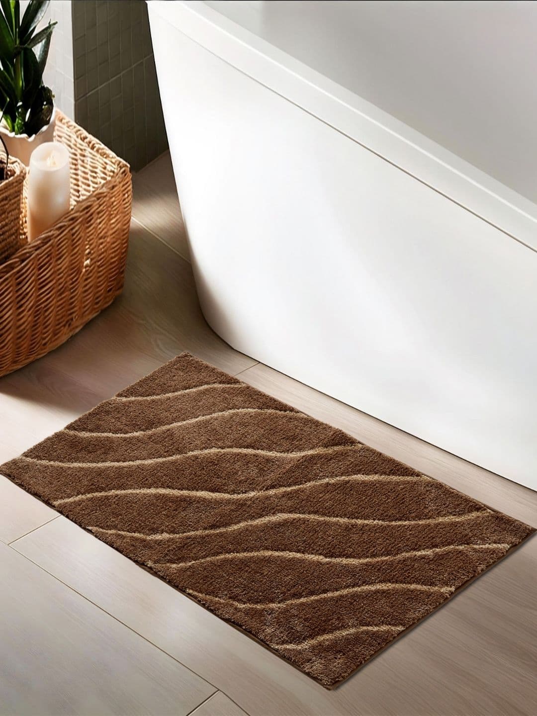 Home Centre Brown Textured 1400 GSM Anti-SkidBathRugs - view 1