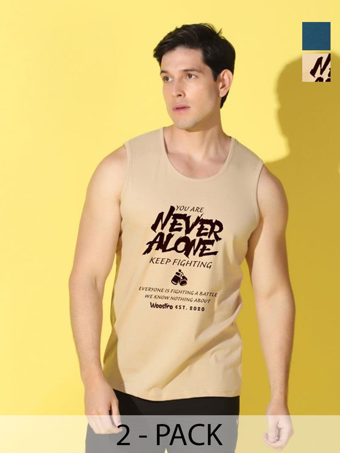 WOOSTRO Men Pack Of 2 Typography Slim Fit T-shirt - view 1