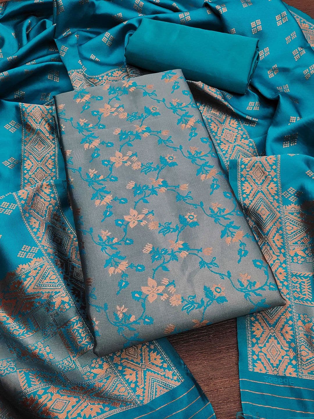HERE&NOW Embellished Unstitched Dress Material - view 1