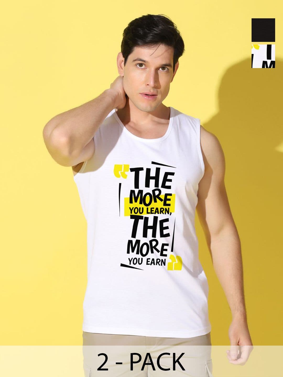 WOOSTRO Men Pack of 2 Typography Printed Round Neck Cotton Slim Fit T-shirts - view 1