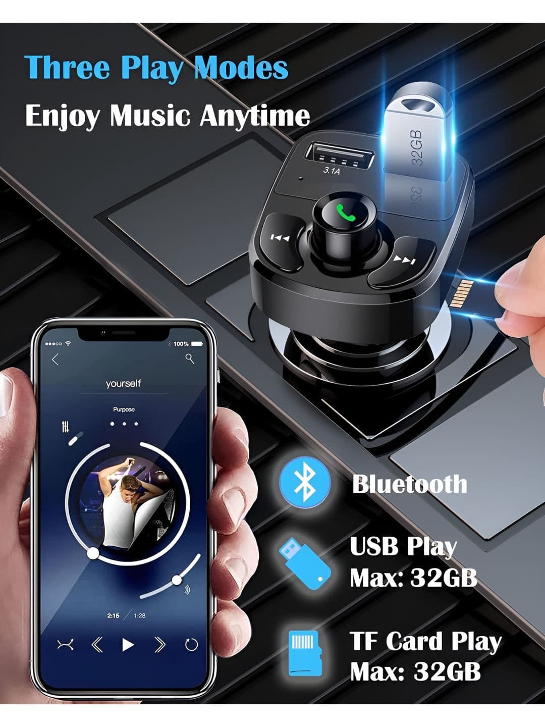 Flenzy Sound Quality Fm Transmitter Plug Mp3 Bluetooth Player Car Mobile Charger - view 1