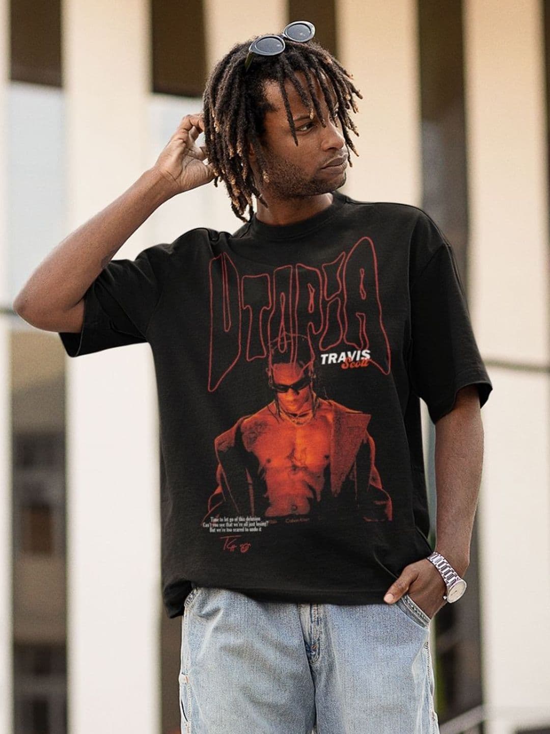 CAPTCHA Travis Scott Utopia Printed Drop-shoulder Pure Cotton Oversized Tshirt - view 1