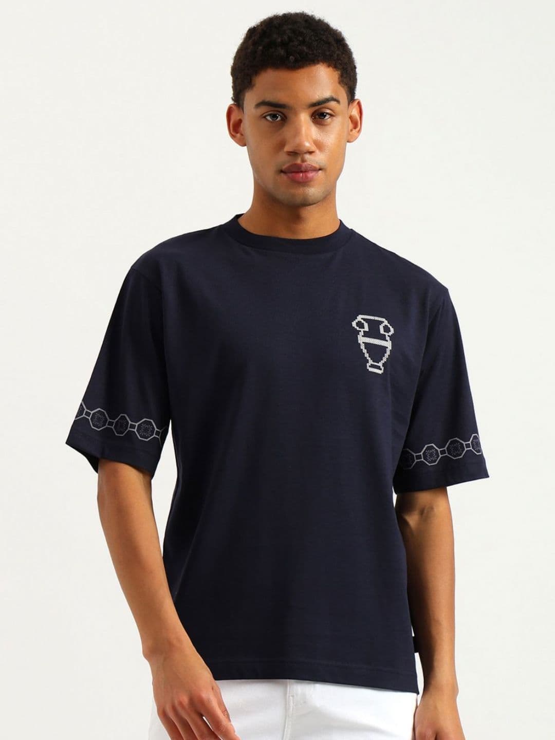 United Colors of Benetton Men Printed Drop-Shoulder Sleeves Pure Cotton T-shirt - view 1