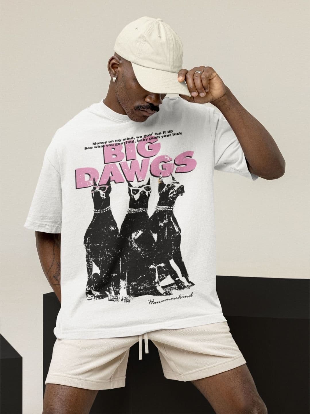 CAPTCHA Big Dawgs Hanumankind Men Printed Drop-shoulder Sleeves Cotton Oversized Tshirt - view 1