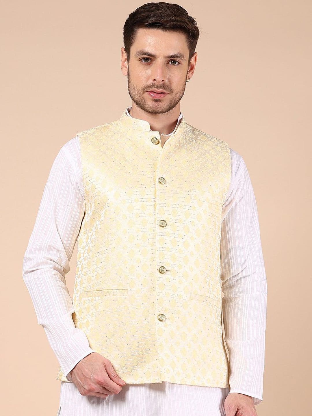 V-Mart Men Self Design Mandarin Collar Nehru Jacket - view 1