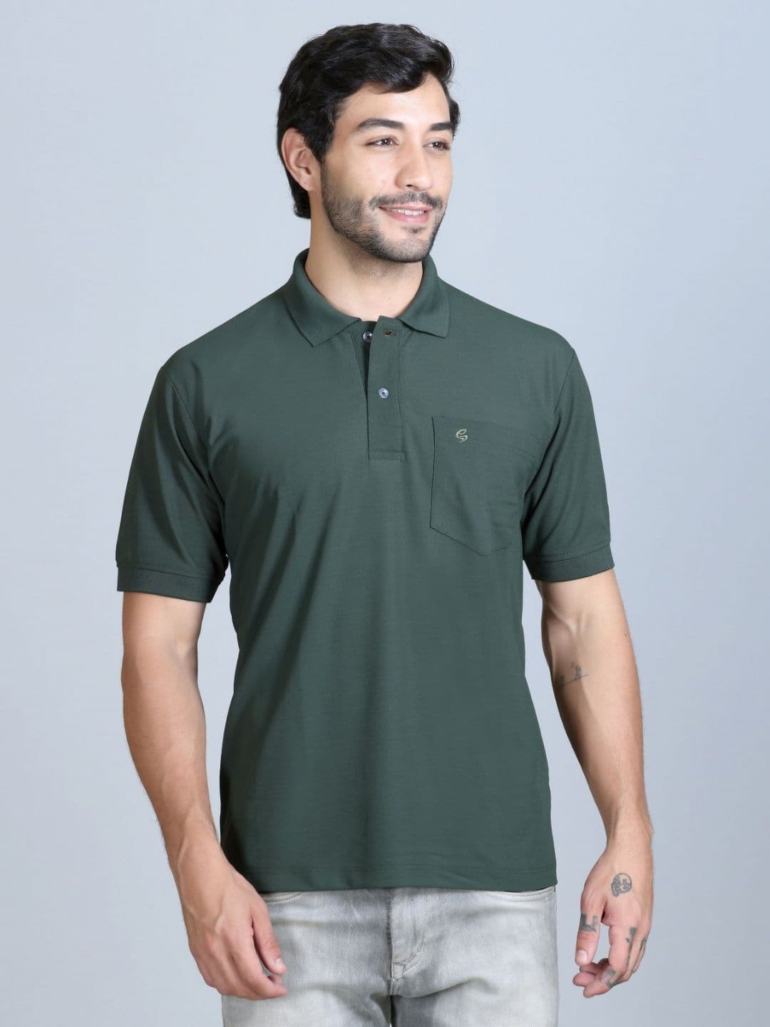 SANHOK Men Polo Collar Pure Cotton Regular Fit T-shirt - view 1