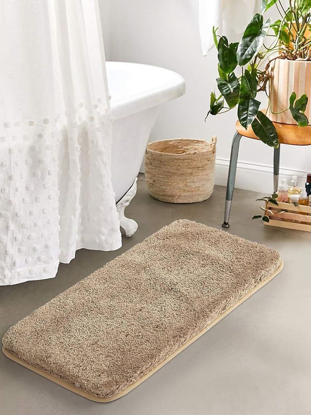 AaHo Decor Beige 2200 GSM Microfibre Anti-Skid Bath Rugs - view 1