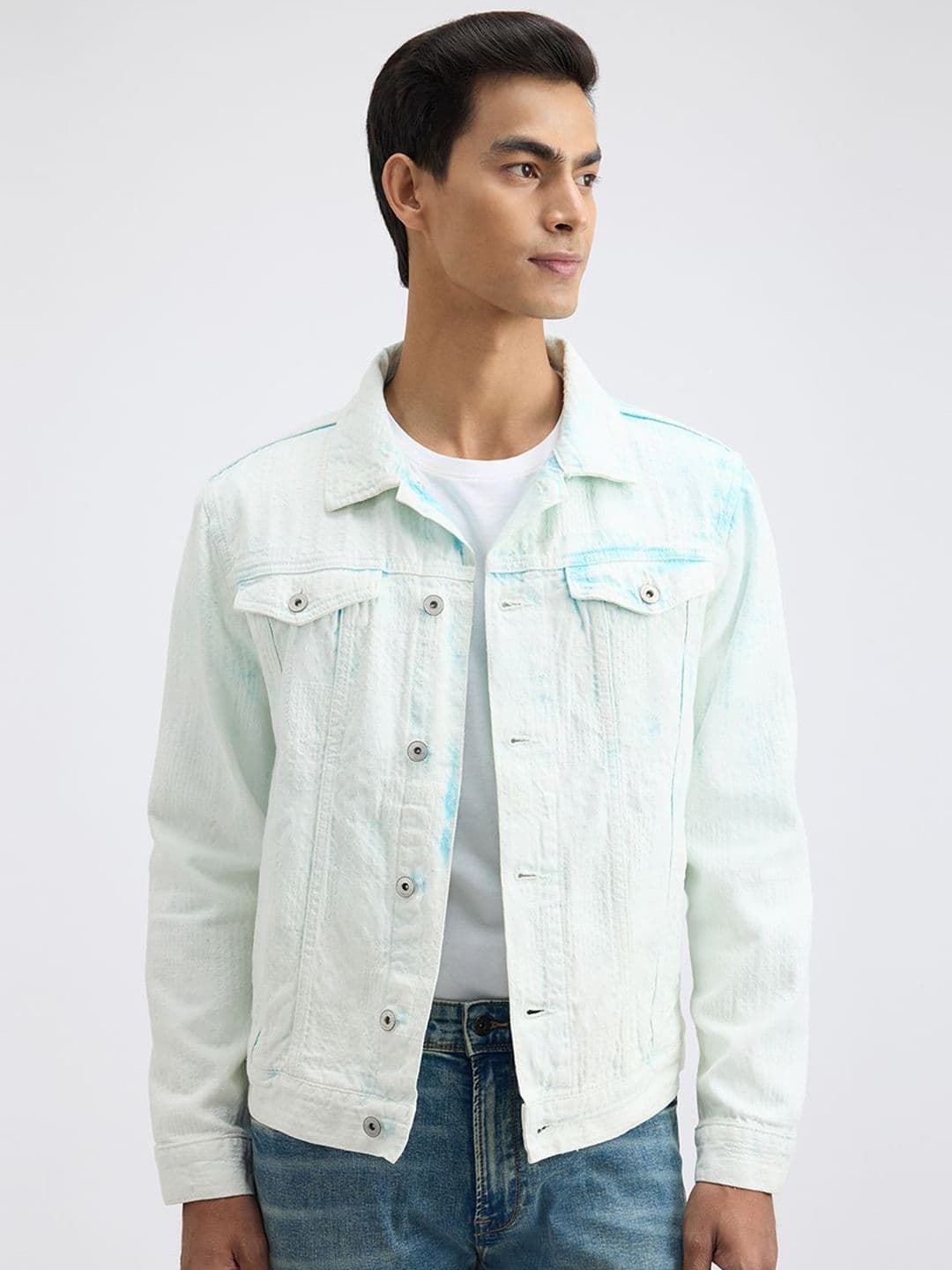 Pepe Jeans Men Spread Collar Cotton Denim Jacket - view 1