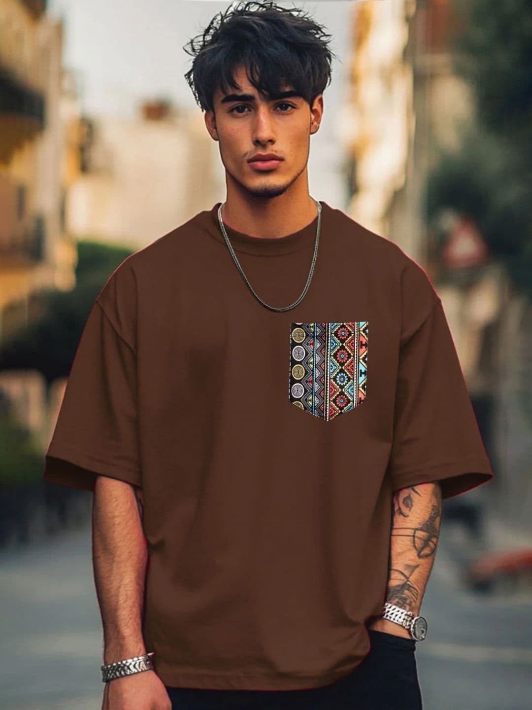 Moda Rapido Men Oversized Pocket Print Cotton T-shirt - view 1