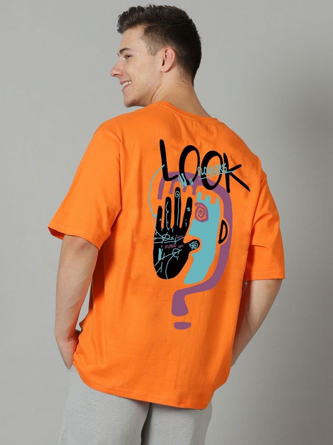 SLOWLORIS Men Graphic Printed Round Neck Oversized T-shirt - view 1