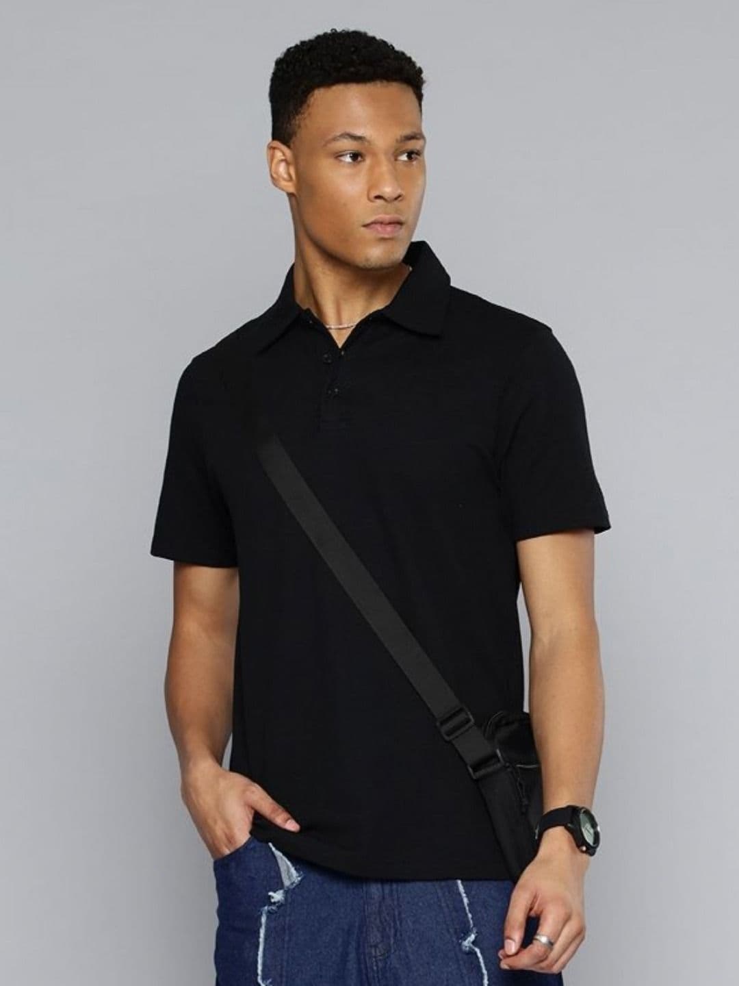 Moda Rapido Men Solid Polo Collar Cotton Relaxed Fit T-shirt - view 1