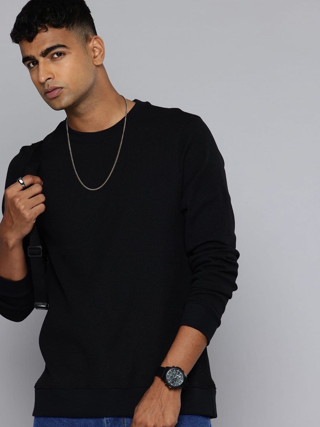 Moda Rapido Men Solid Round Neck Cotton Relaxed Fit T-shirt - view 1