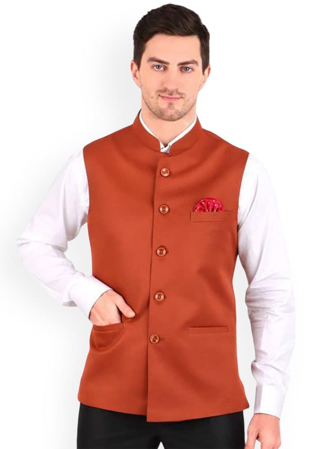 GRACYSHADE Mandarin Collar Cotton Nehru Jacket - view 1