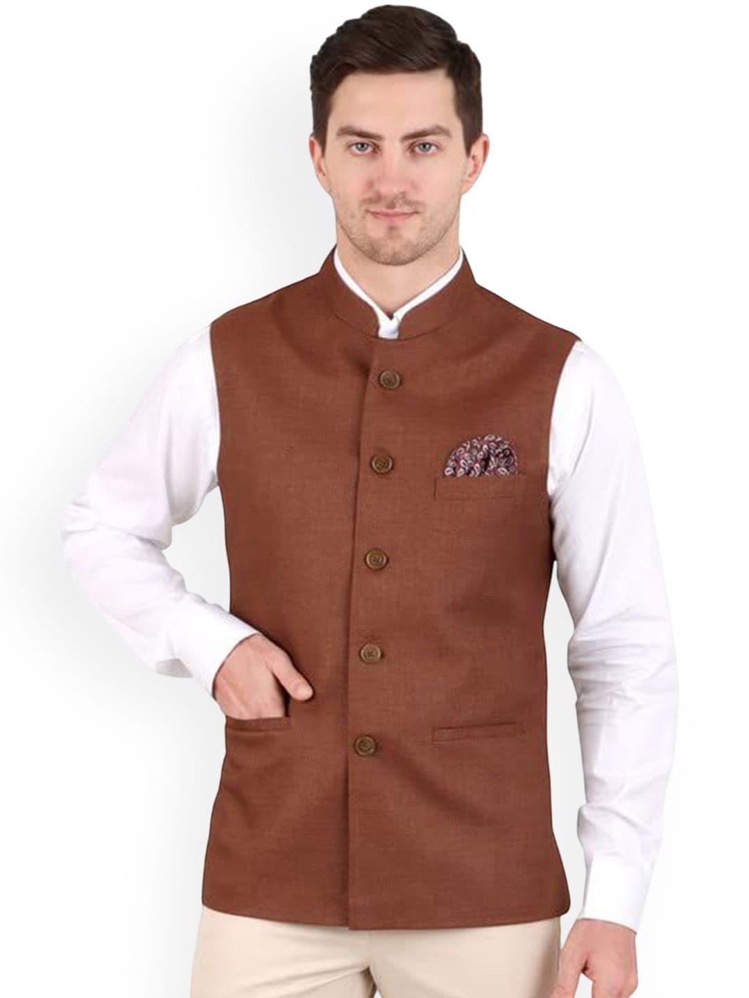 GRACYSHADE Mandarin Collar Jute Nehru Jacket - view 1