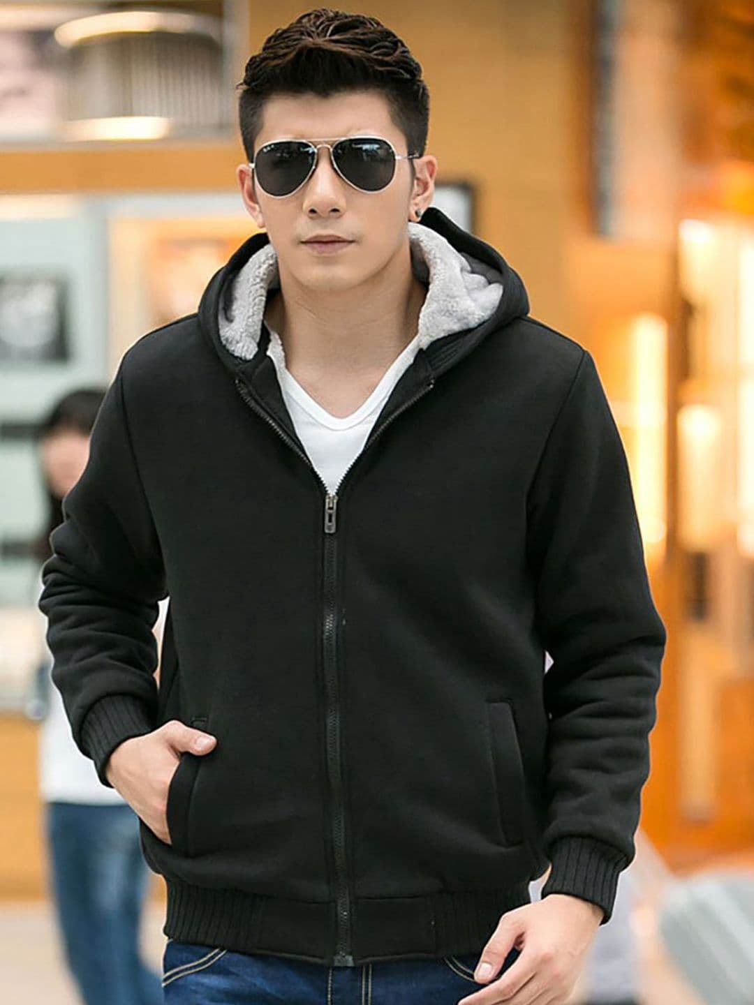 StyleCast x Revolte Men Hooded Solid Casual Bomber Jacket - view 1