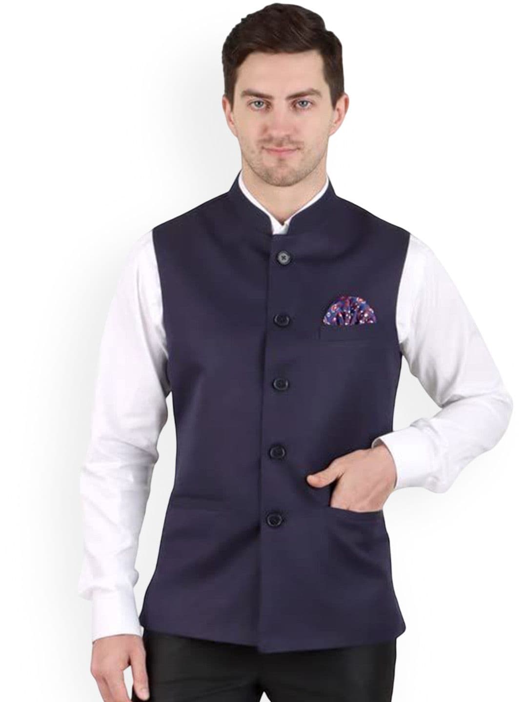 GRACYSHADE Mandarin Collar Cotton Nehru Jacket - view 1