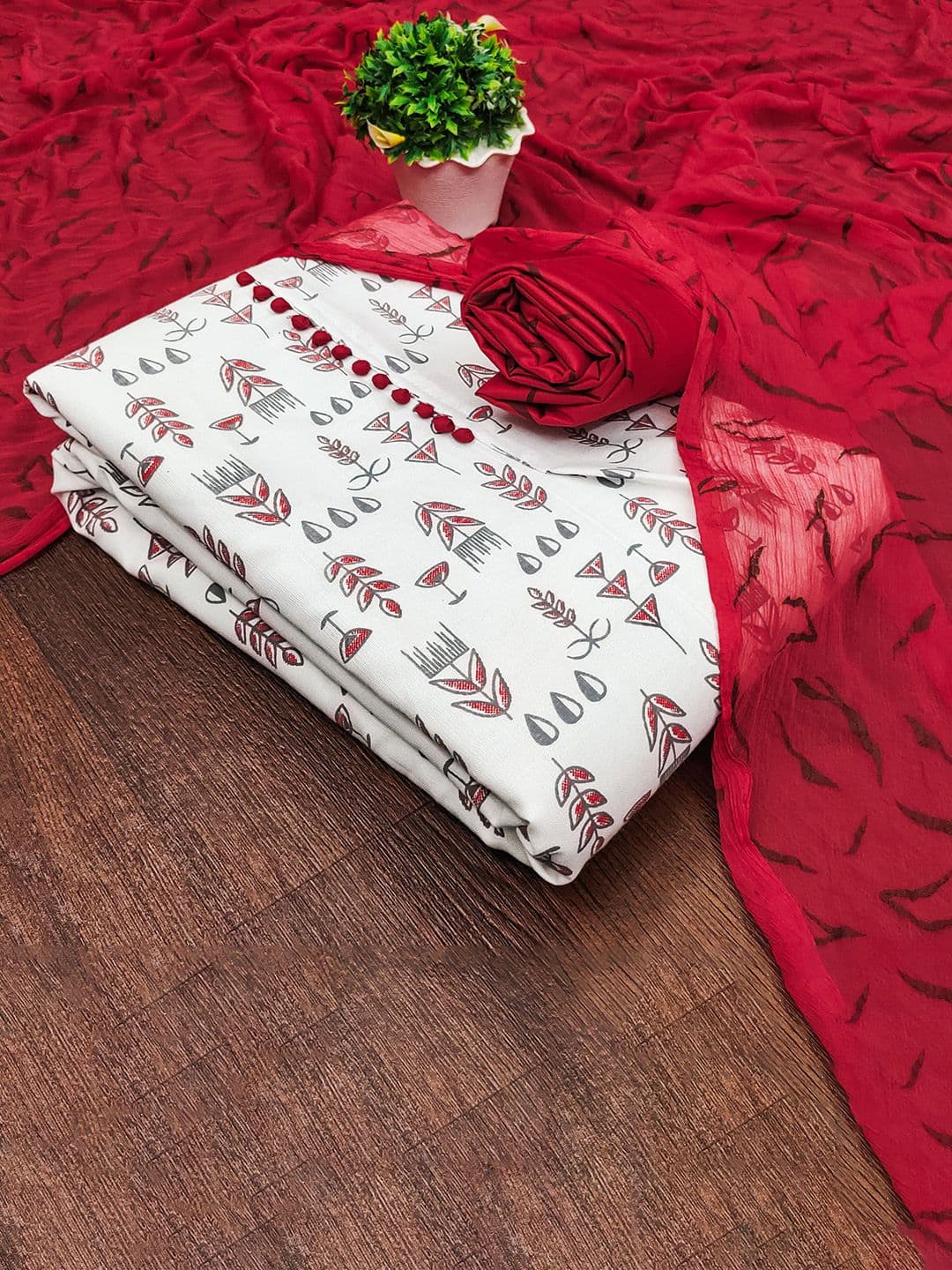 HERE&NOW Floral Printed Unstitched Dress Material - view 1