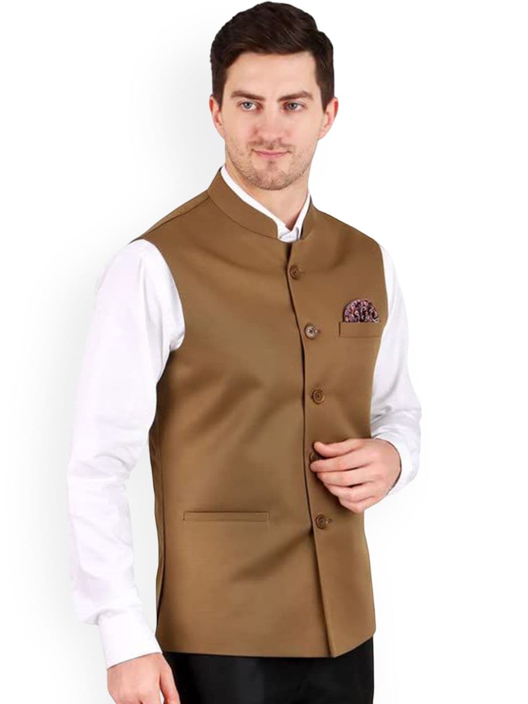 GRACYSHADE Mandarin Collar Cotton Nehru Jacket - view 1