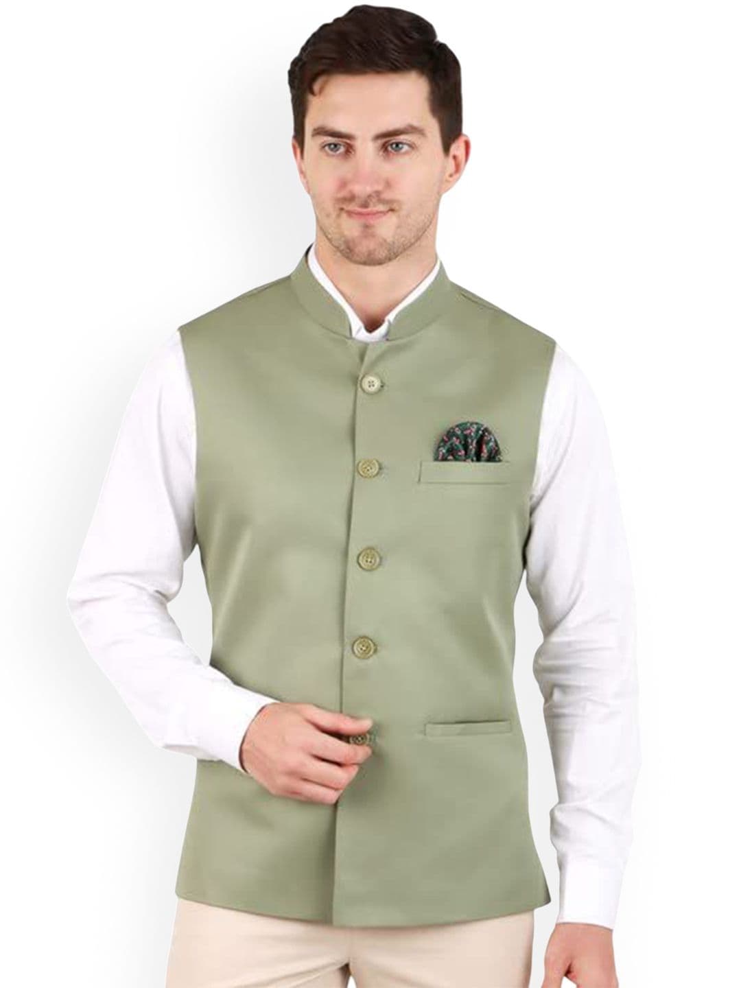GRACYSHADE Mandarin Collar Cotton Nehru Jacket - view 1