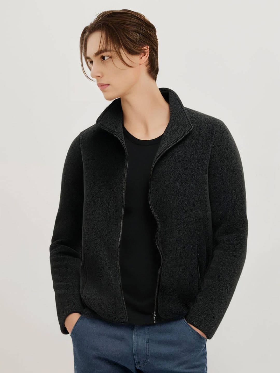 StyleCast x Revolte Men Mock Collar Solid Casual Windcheater Jacket - view 1