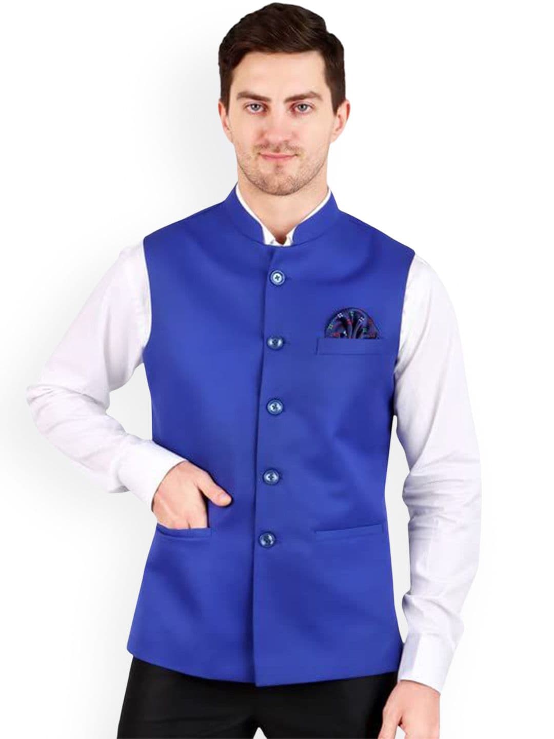GRACYSHADE Mandarin Collar Cotton Nehru Jacket - view 1