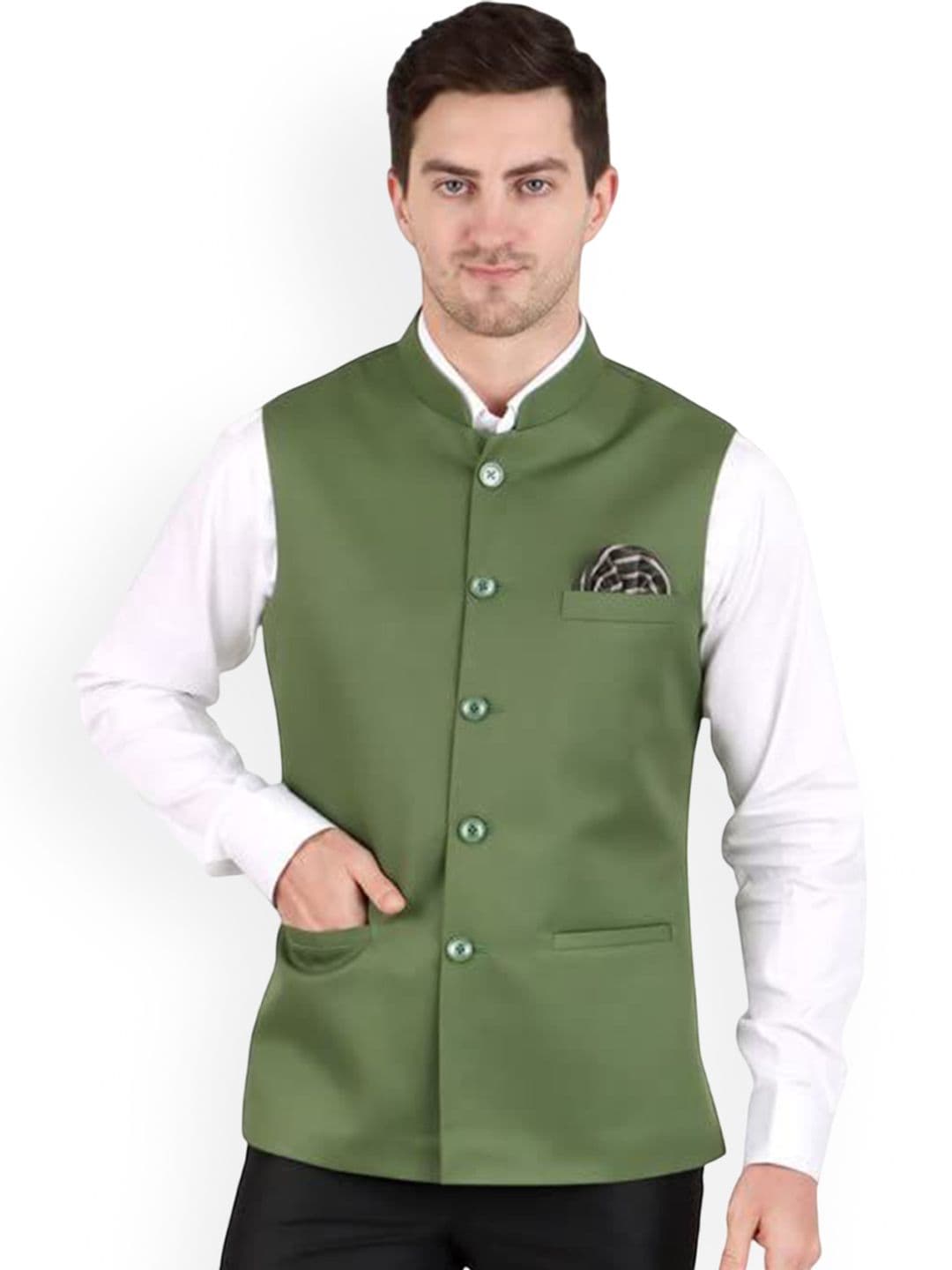 GRACYSHADE Mandarin Collar Cotton Nehru Jacket - view 1