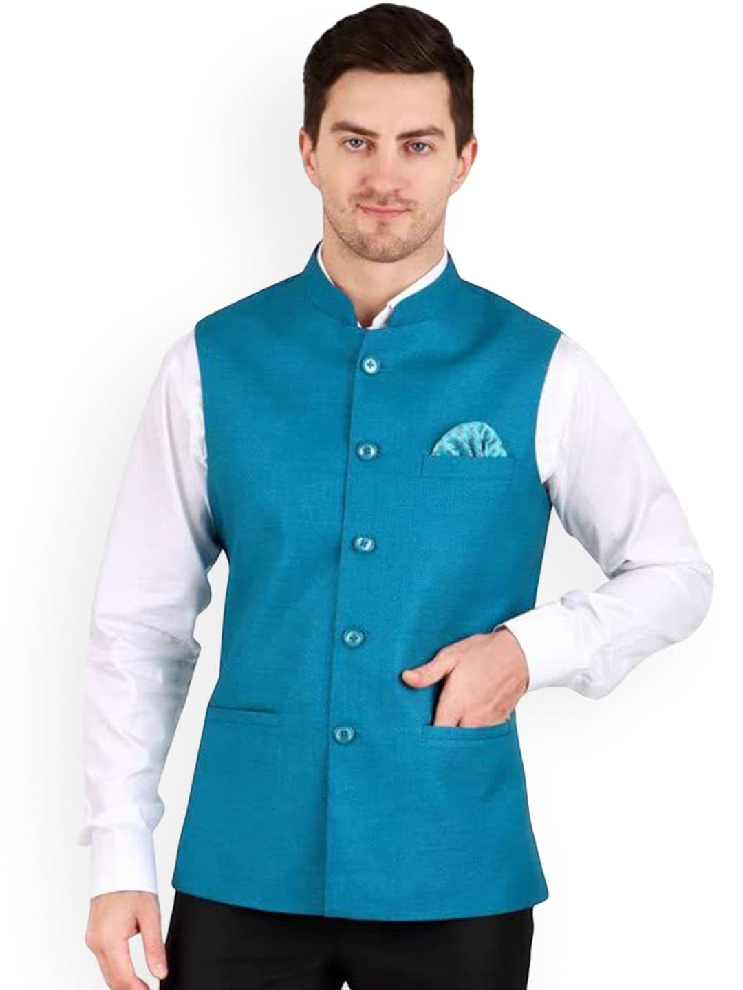 GRACYSHADE Mandarin Collar Jute Nehru Jacket - view 1