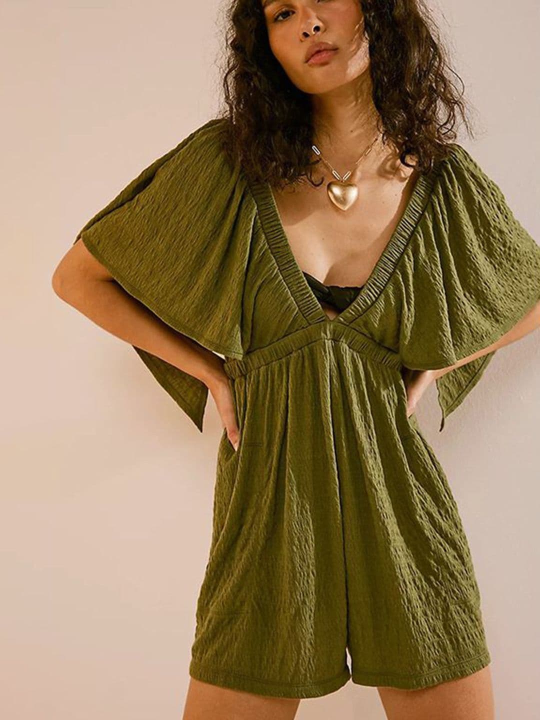 StyleCast x Revolte Solid Printed V-NeckJumpsuit - view 1