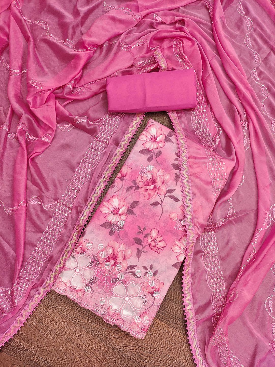 HERE&NOW Embellished Unstitched Dress Material - view 1