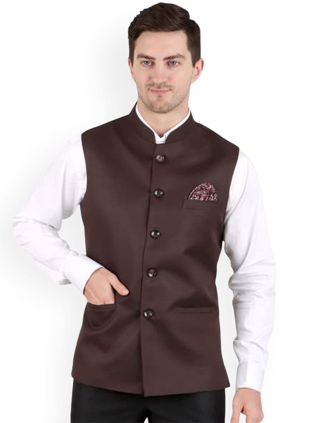 GRACYSHADE Mandarin Collar Cotton Nehru Jacket - view 1